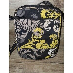 Vera Bradley BAROQUE Crossbody MINI HIPSTER Black/Yellow/Gray